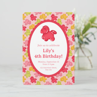 Gummy Horse Tropical Fruit Party Invitation