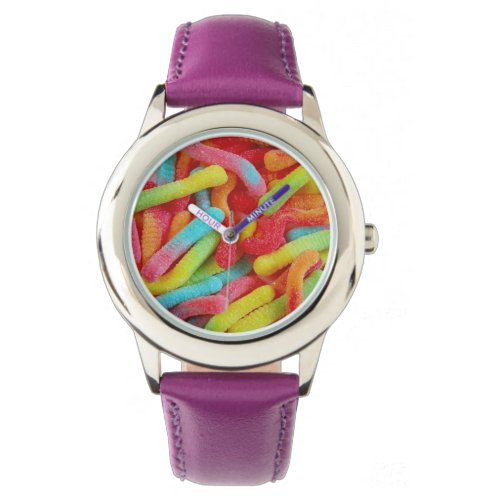 Gummy worm candy print watch