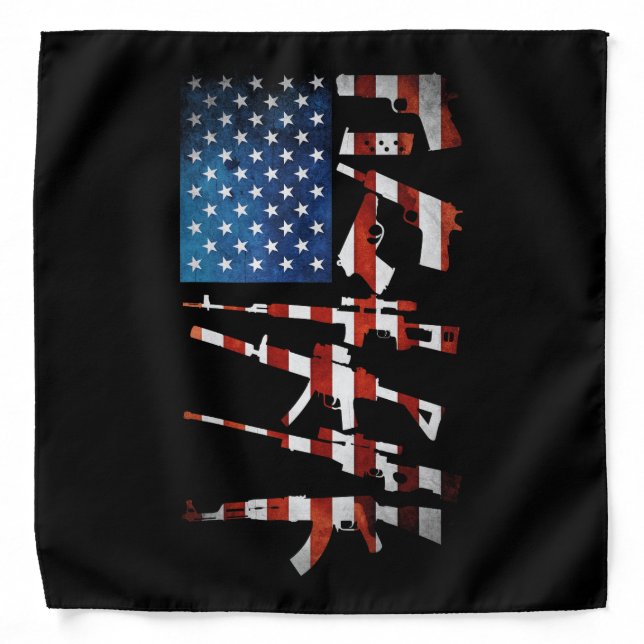 Gun American Flag 4th of July Bandana (Front)