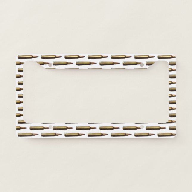 Gun Ammo Bullet Pattern License Plate Holder Frame (Front)