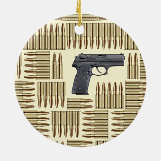 Gun and bullets ceramic ornament (Back)