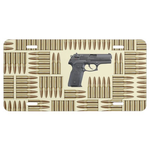 Gun and bullets license plate