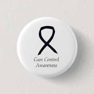 Gun Control Awareness Black Ribbon Art Button Pins