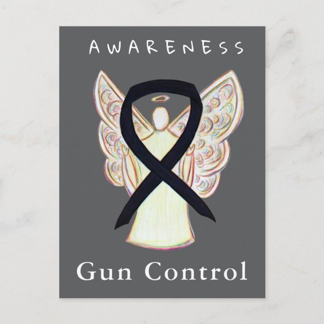 Gun Control Awareness Black Ribbon Custom Cards (Front)