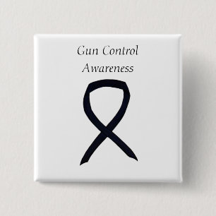 Gun Control Awareness Black Ribbon Pin Buttons