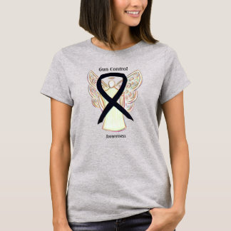 Gun Control Black Awareness Ribbon Angel T-Shirt