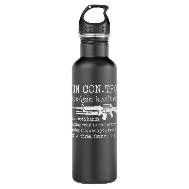 Gun Control Definition Funny Gun  Stainless Steel Water Bottle (Front)