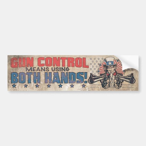 Gun Control Means Two Hands Retro Bumper Sticker
