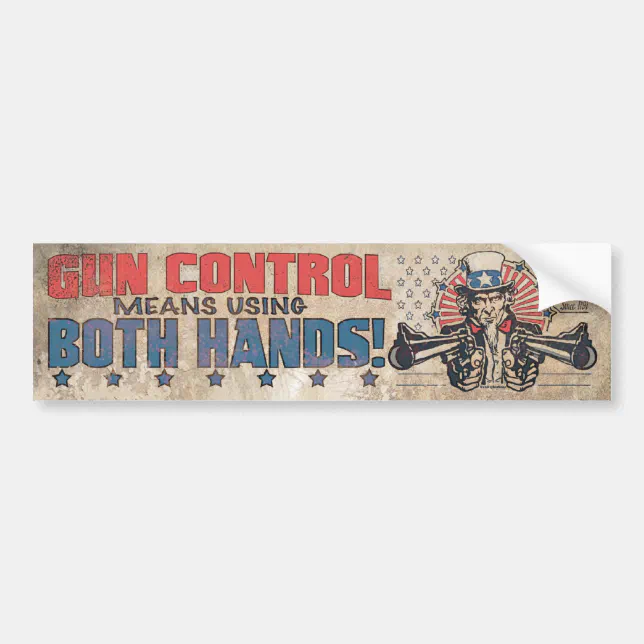 Two Hand Control Sticker Gun Control Means Two Hands Retro Bumper Sticker | Zazzle