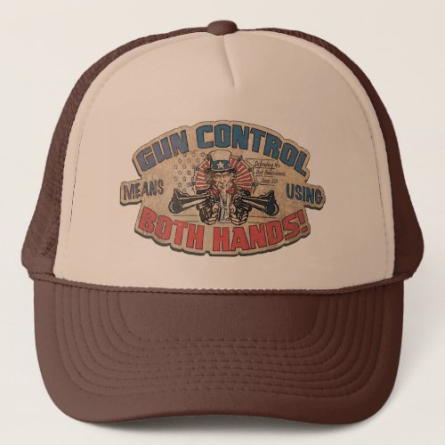 Gun Control Means Two Hands Retro Trucker Hat