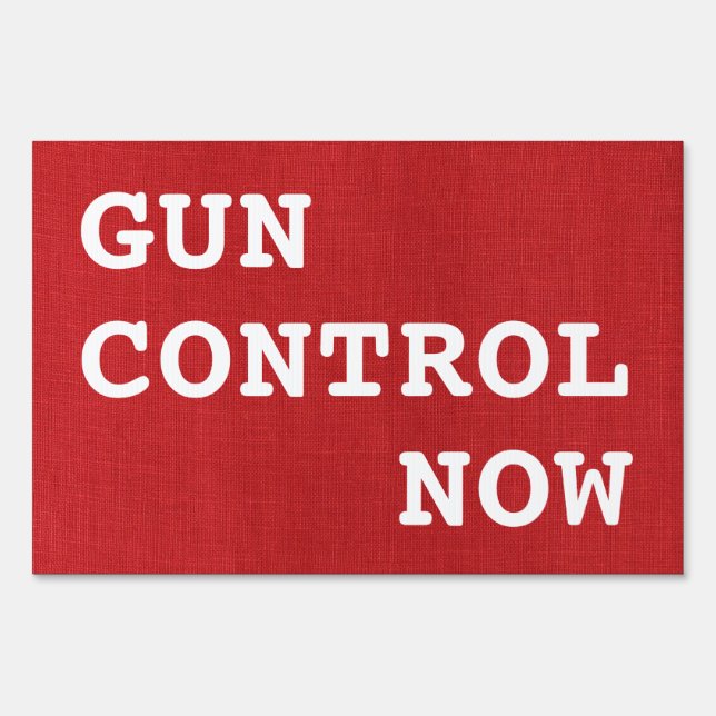 Gun Control Now on Red Linen Photo Political Sign (Front)