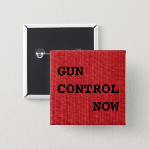 Gun Control Now on Red Linen Photo Protest Button