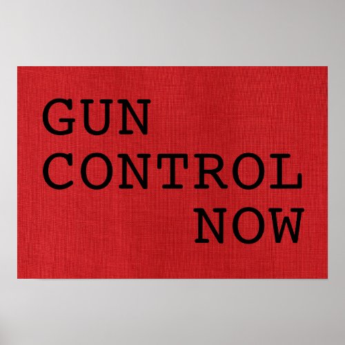 Gun Control Now on Red Linen Photo Protest Sign