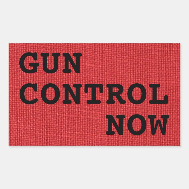 Gun Control Now on Red Linen Photo Rectangular Sticker (Front)