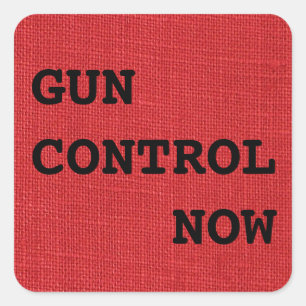 Gun Control Now on Red Linen Photo Square Sticker