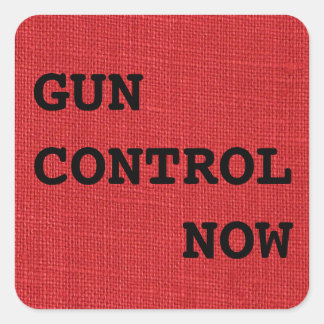 Gun Control Now on Red Linen Photo Square Sticker