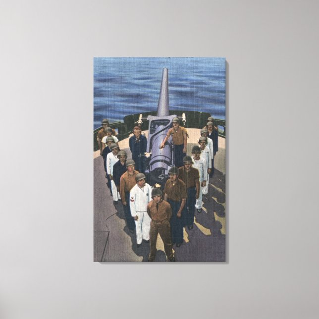 Gun Crew in Victory Formation - US Navy Canvas Print (Front)