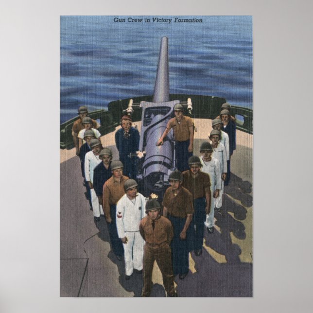 Gun Crew in Victory Formation - US Navy Poster (Front)