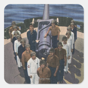Gun Crew in Victory Formation - US Navy Square Sticker
