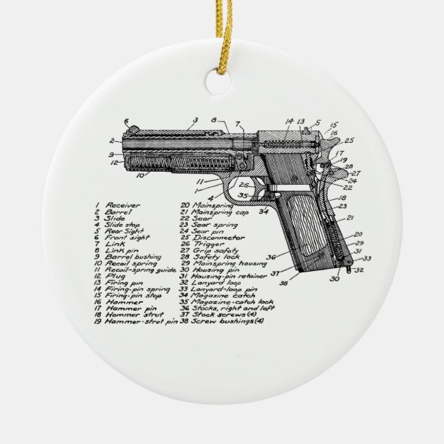 Gun Diagram V2 Ceramic Ornament (Front)