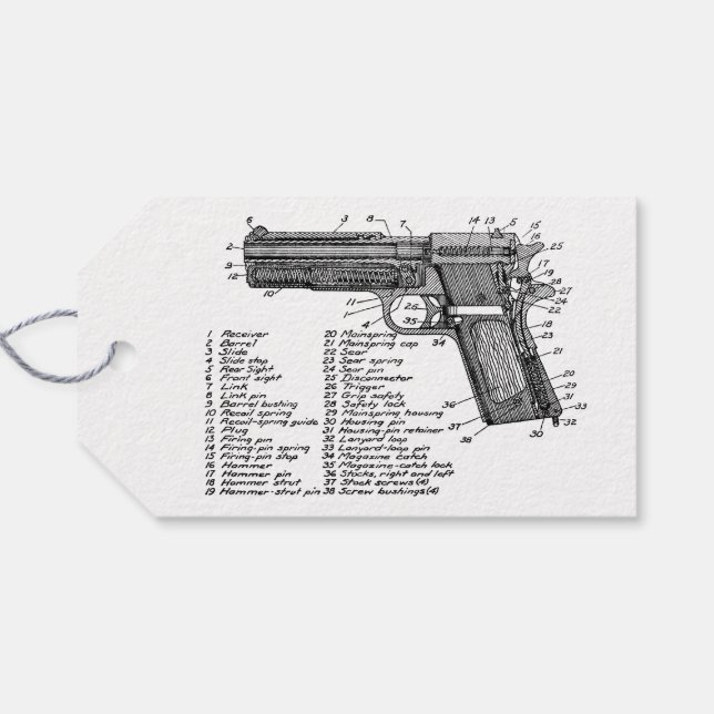 Gun Diagram V2 Gift Tags (Back Horizontal)