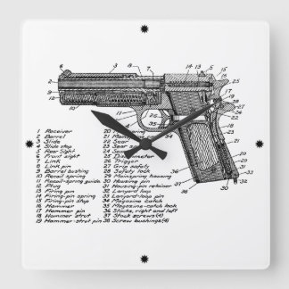 Gun Diagram V2 Square Wall Clock
