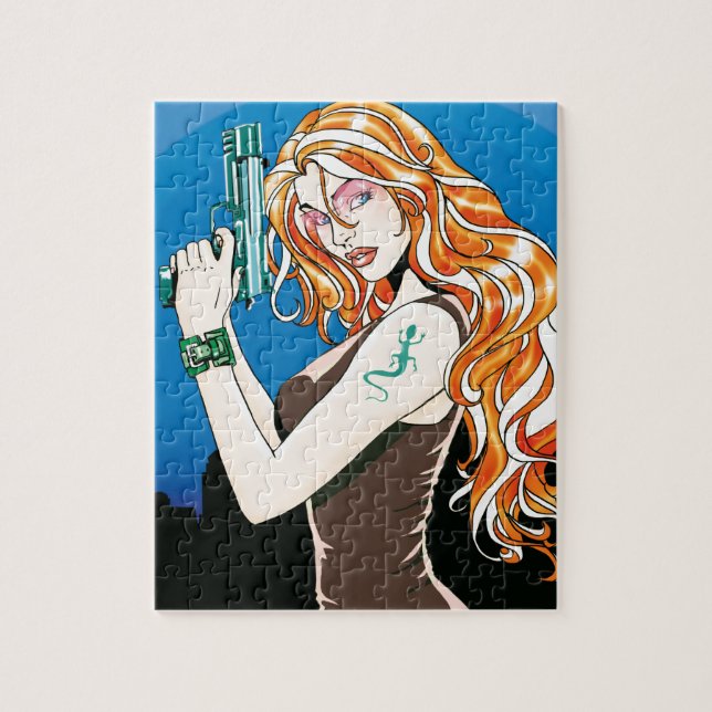 Gun Girl Orange Jigsaw Puzzle (Vertical)