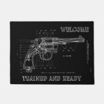 Gun Handgun Trained And Ready Welcome 45 Caliber Doormat at Zazzle