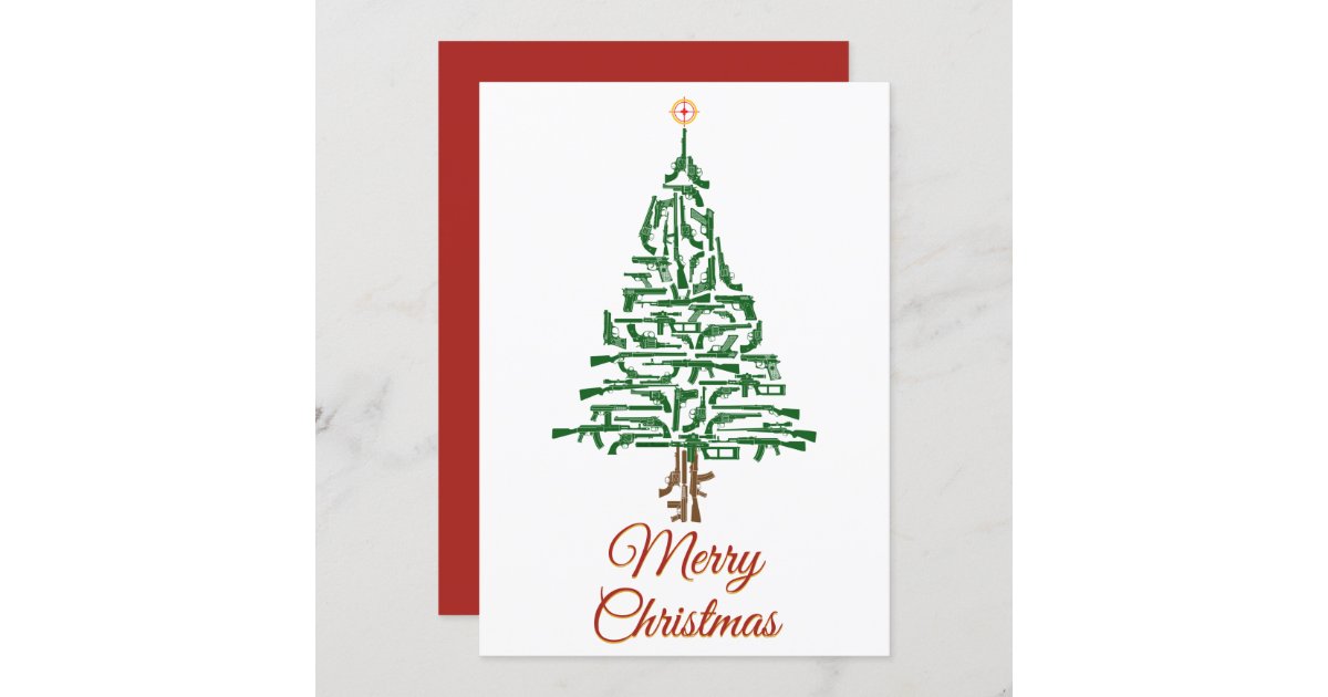 Gun Lovers Christmas Tree Holiday Card | Zazzle