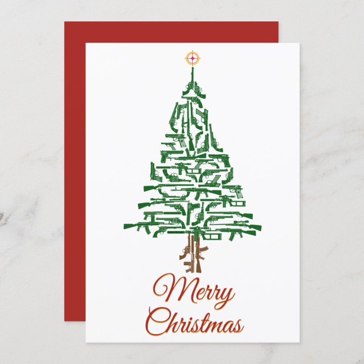 Gun Lovers Christmas Tree Holiday Card | Zazzle