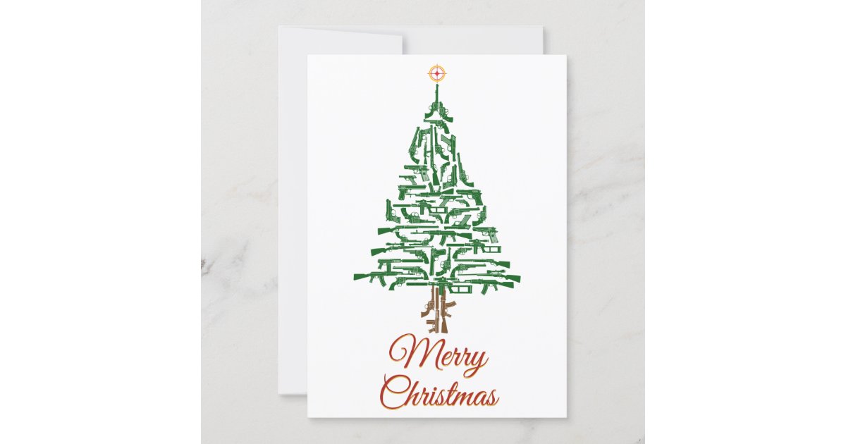 Gun Lovers Christmas Tree Holiday Card | Zazzle.com