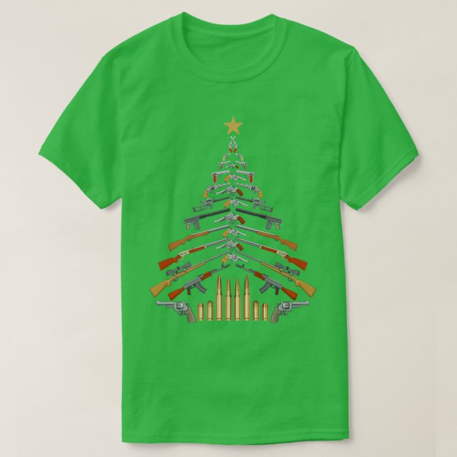 Gun Lovers Military Veteran Holiday Guns Christmas T-Shirt (Design Front)