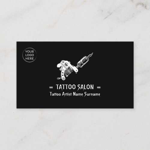Gun Minimalist Modern Black Logo Qr Code Tattoo Business Card