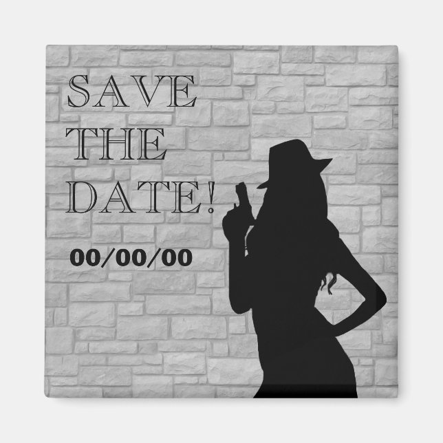 Gun Moll Silhouette Save-the-Date Magnet (Front)