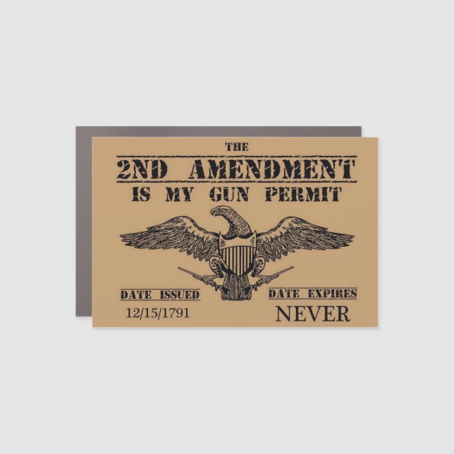 GUN PERMIT 2ND AMENDMENT    CAR MAGNET (Front)