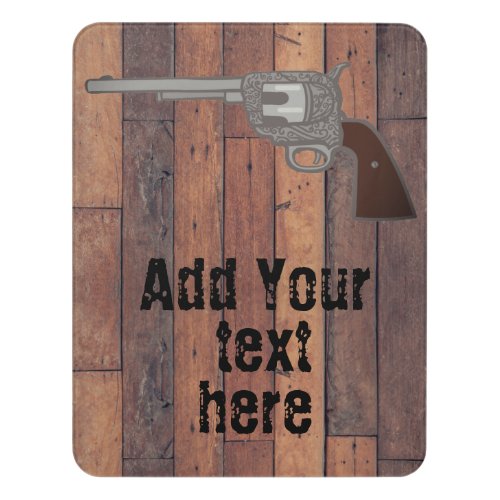 Gun Pistol Wood Style Personalized Add Your Text  Door Sign