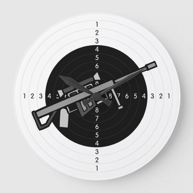 Gun Range Target Rifle With Scope Large Clock (Front)