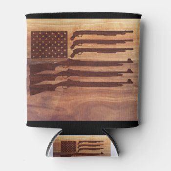Gun Rifle Flag Wood Can Cooler by Lorriscustomart at Zazzle