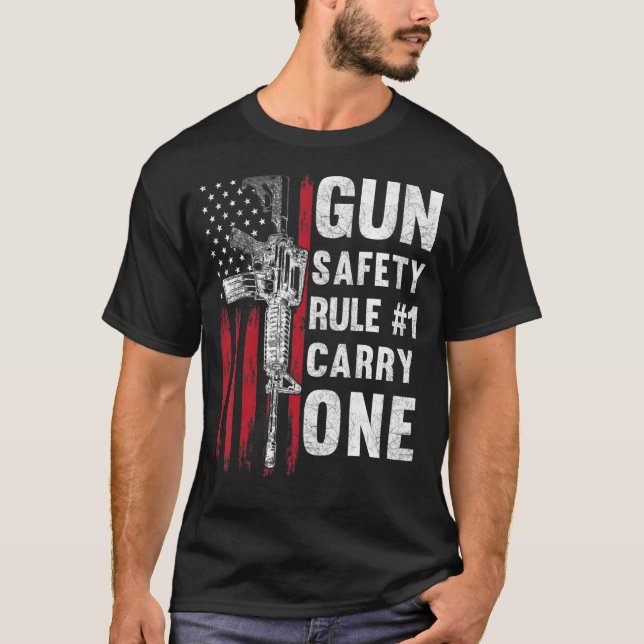 Gun Safety Rule 1 Pro 2nd Amendment AR 15 American T-Shirt (Front)