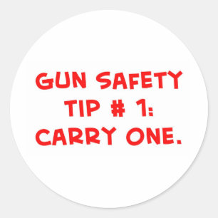 gun safety tip #1 classic round sticker