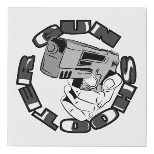 Gun shooter illustration faux canvas print