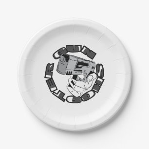 Gun shooter illustration paper plates