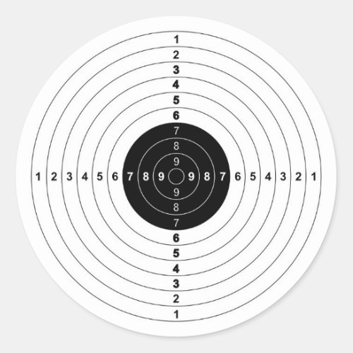 gun shooting range bulls eye target symbol classic round sticker
