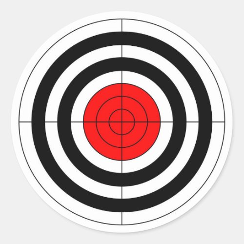 gun shooting range bulls eye target symbol classic round sticker