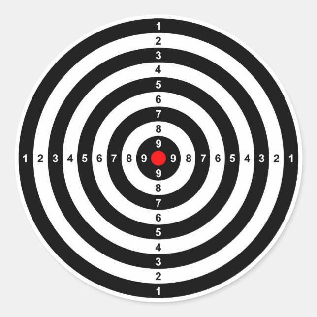 gun shooting range bulls eye target symbol classic round sticker (Front)