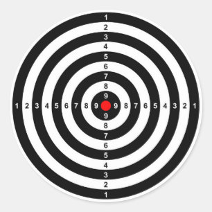 gun shooting range bulls eye target symbol classic round sticker