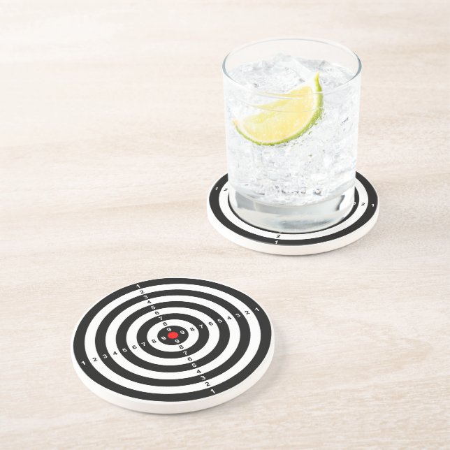 gun shooting range bulls eye target symbol drink coaster (Side)