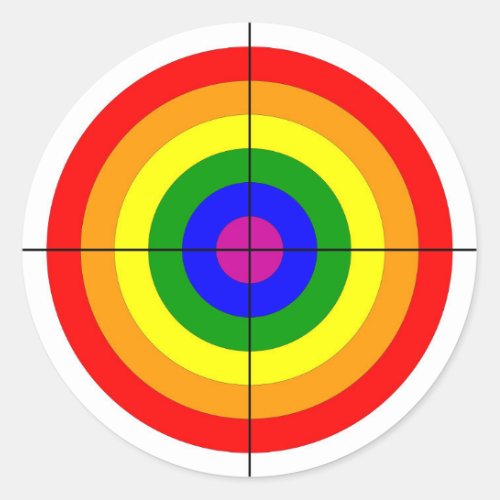 gun shooting range bulls eye target symbol gay classic round sticker