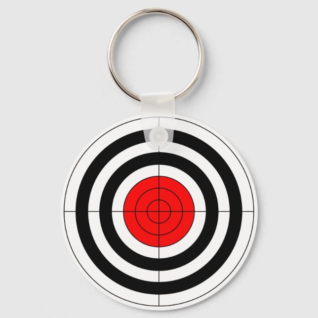 gun shooting range bulls eye target symbol keychain (Front)