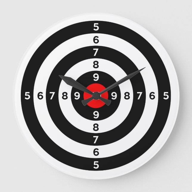 gun shooting range bulls eye target symbol large clock (Front)